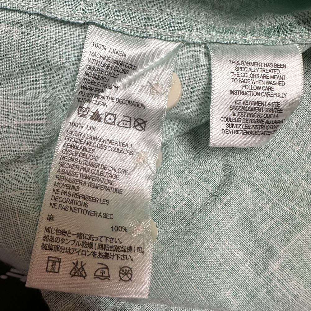 Tommy Bahama Relax Aqua 100% Linen Button Up‎ Long Sleeve Shirt Men's 3XL XXXL - Picture 10 of 10